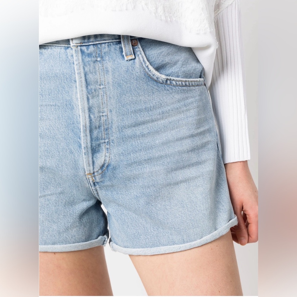 AGOLDE High-Rise Rolled Hem Denim Shorts